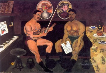 自画像とピョートル・コンチャロフスキーの肖像 1910年 イリヤ・マシュコフ Oil Paintings